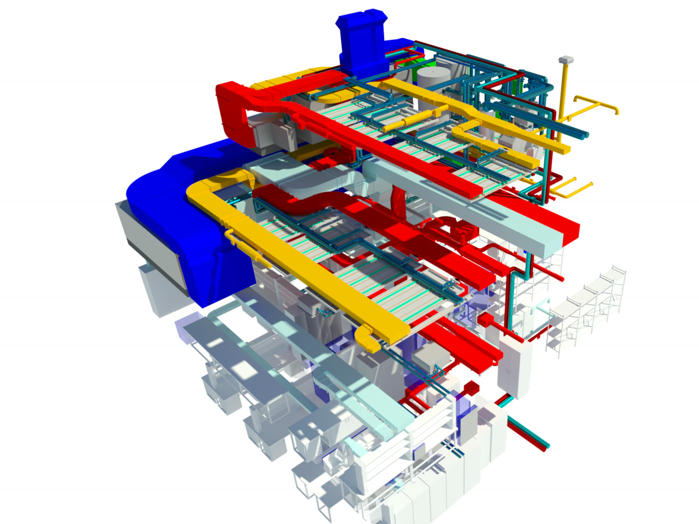 Modelliertes Gebäudetechniksystem im Bauwerksmodell