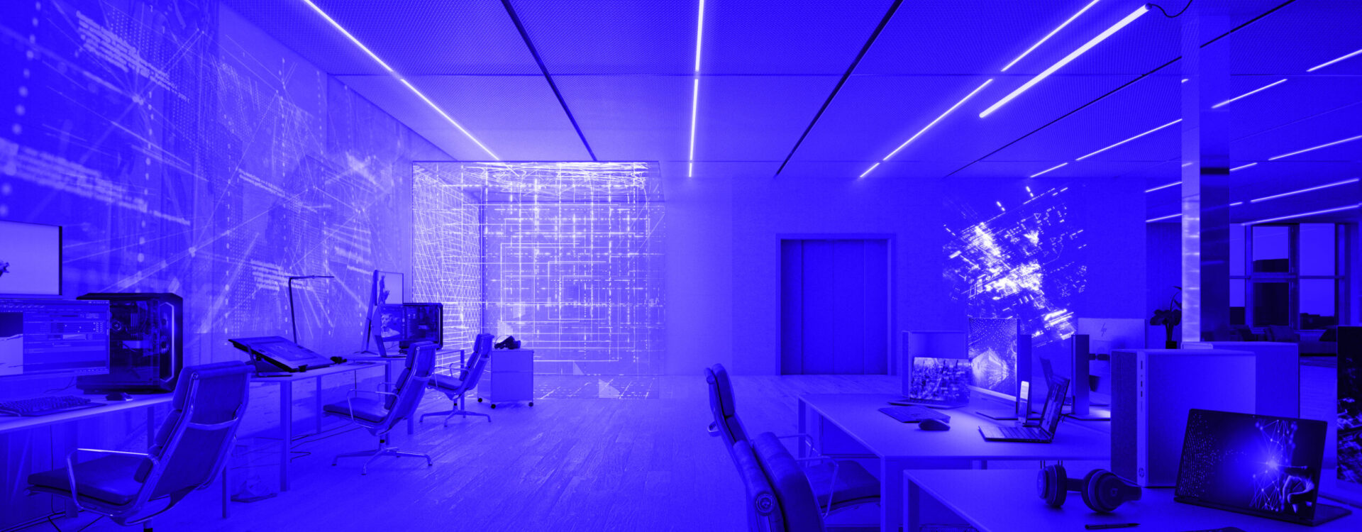 eingefärbtes Rendering des Projektes Mieterausbau TI&M für Gebäudetechnikplanung (HLK) von Impuls Plus