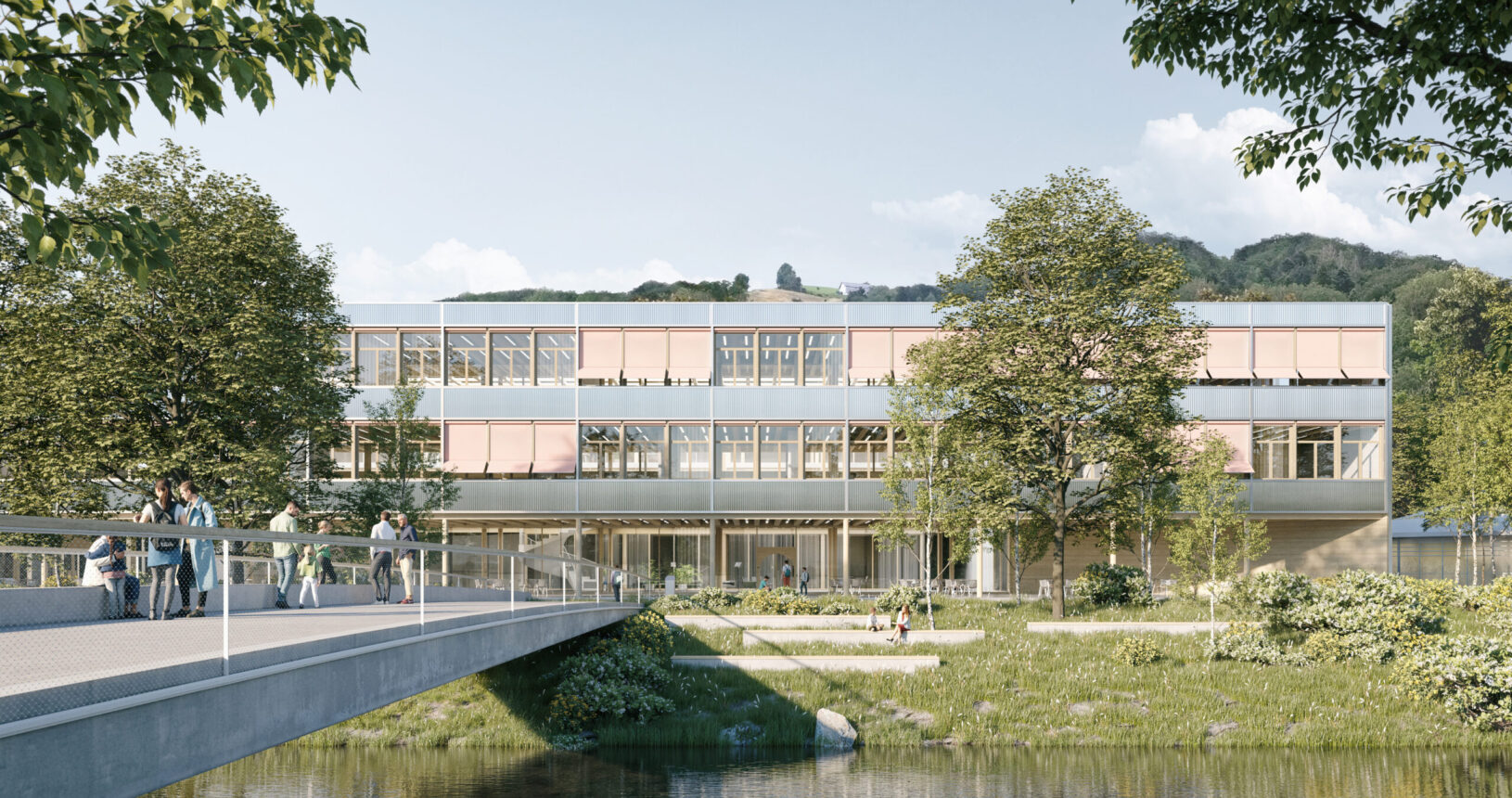 Rendering Kantonsschule Wattwil von Aussen