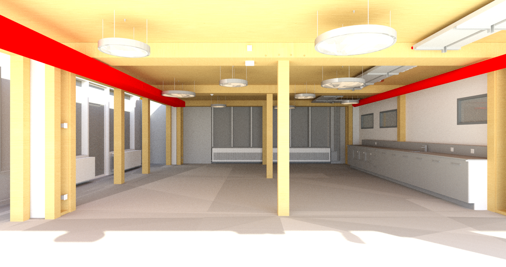 TI&M Rendering Teeküche mit HLKE-Installationen