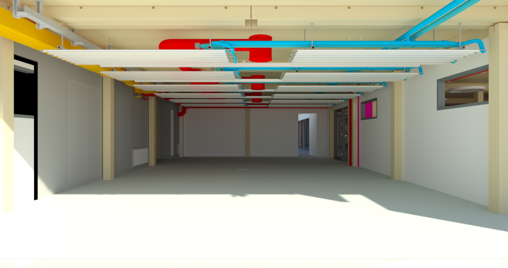 TI&M Rendering Büro mit HLKE-Installationen